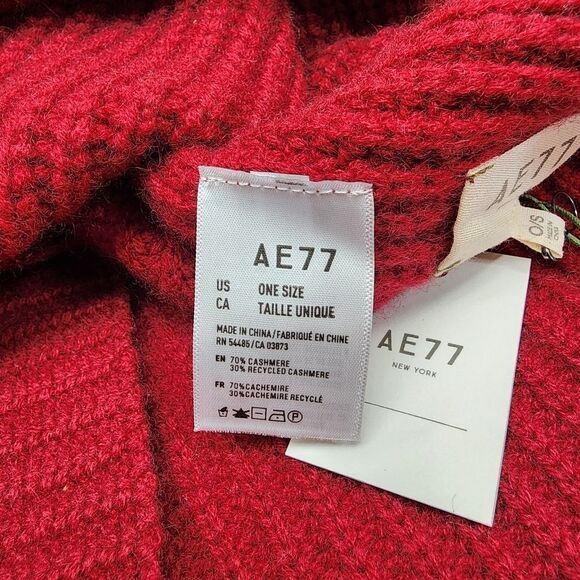 NWT AE77 CRANBERRY Premium Rib Cashmere Scarf - Picture 13 of 13